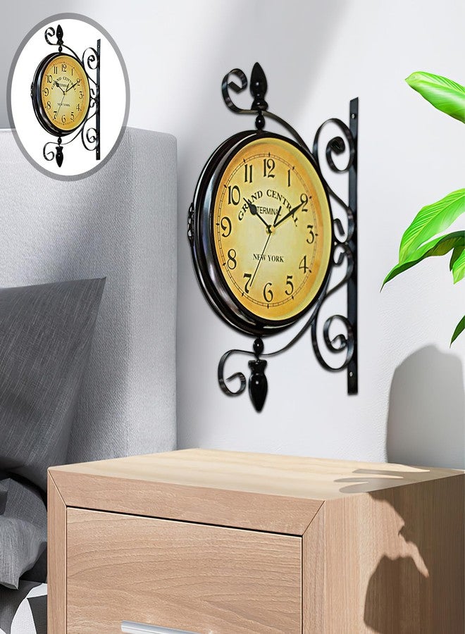 VORCOOL Double Sided Wall Clock: Vintage Industrial Wall Clock, Silent Watches 360 Degree Rotate, Art Antique Decor - Image 5