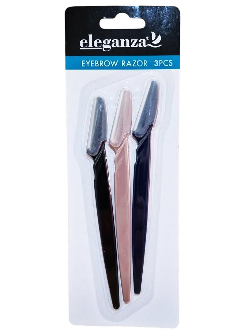 Eleganza Safe Razor for Face & Body Hair Removal – Dermaplaning Tool, 3 Pieces, All Skin Types - Image 1
