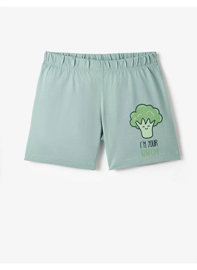 جون June Boy Broccoli Printed Short Mint