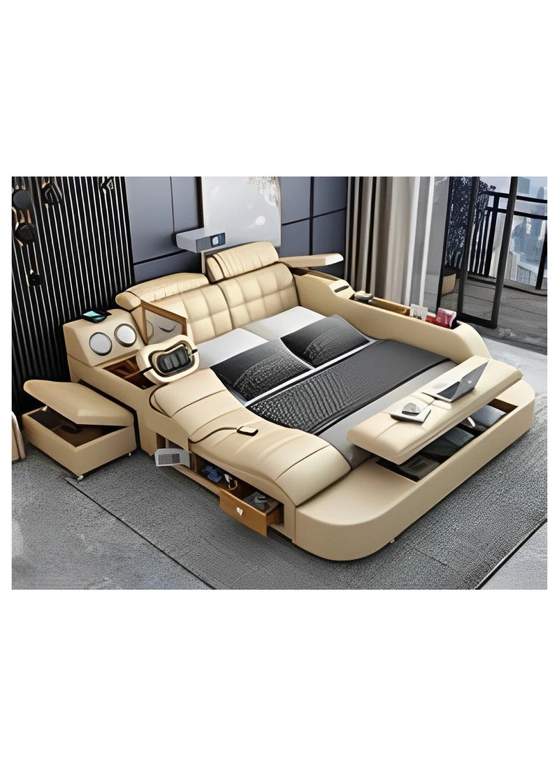 AWD - Smart Bed Provided with Projector, Wireless Charging, Bluetooth Speaker, Stool, Small Dressing Table, Safe Box, Side Cabinet and Massage for Back and Neck. King Size Smart Bed. - Image 1
