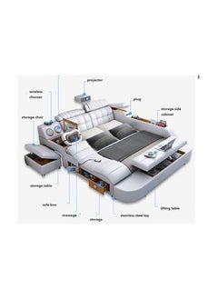 AWD Smart Bed Provided with Projector, Wireless Charging, Bluetooth Speaker, Stool, Small Dressing Table, Safe Box, Side Cabinet and Massage for Back and Neck. King Size Smart Bed.  - Image 5