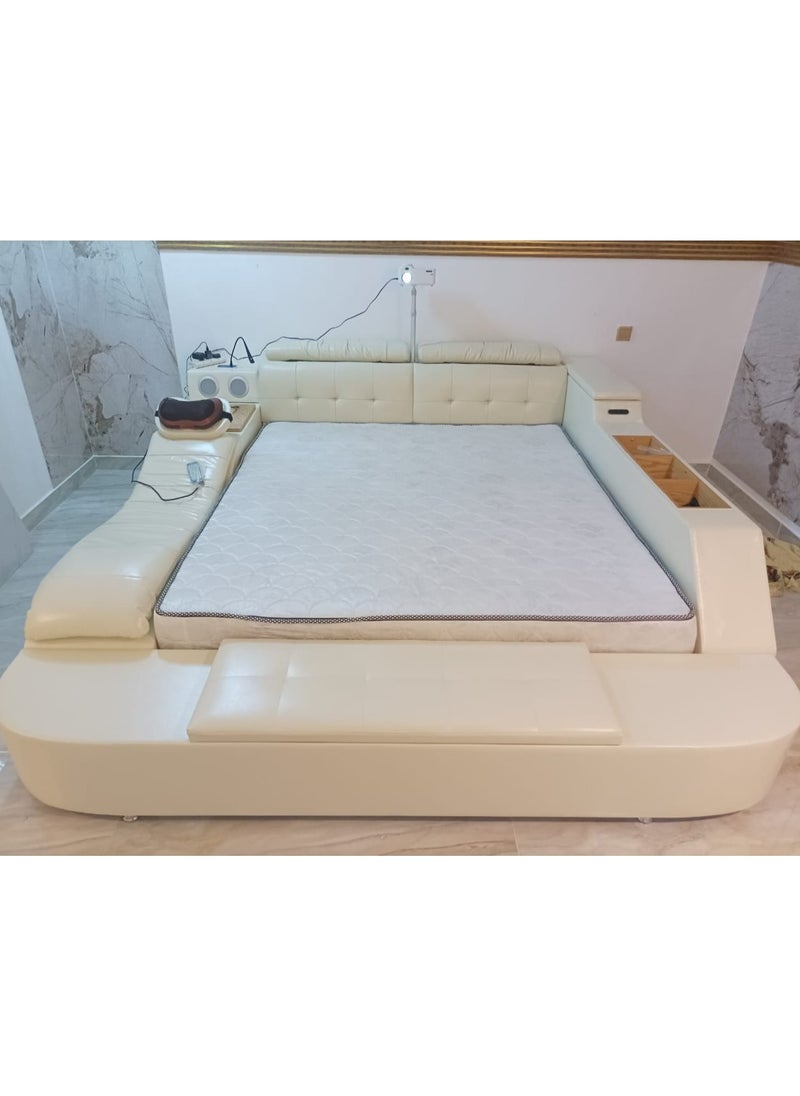 AWD - Smart Bed Provided with Projector, Wireless Charging, Bluetooth Speaker, Stool, Small Dressing Table, Safe Box, Side Cabinet and Massage for Back and Neck. King Size Smart Bed. - Image 1