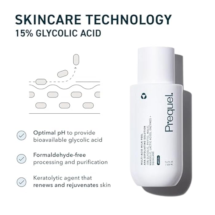 Prequel Skin Multi-Acid Milk Peel, Professional Exfoliating Solution. 15% Glycolic Acid Face Peel with Lactic Acid and Enzymes. Hydrating Chemical Exfoliant. Clinical Strength Formula, 7.6oz Bottle. - Image 4