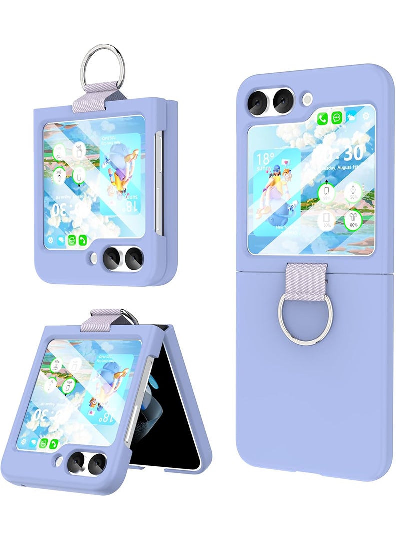 رفع القضية متوافق مع حافظة Z Flip 6 مقاس 6.7 بوصة، سيليكون سائل ممتاز مع حامل حلقي [ناعم مضاد للخدش] غطاء هاتف نحيف واقٍ مقاوم للصدمات لهاتف Z Flip 6 2024، أرجواني - Image 1