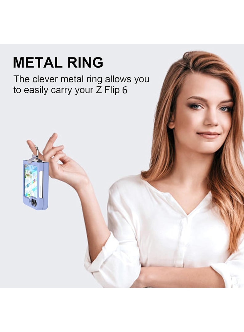 رفع القضية متوافق مع حافظة Z Flip 6 مقاس 6.7 بوصة، سيليكون سائل ممتاز مع حامل حلقي [ناعم مضاد للخدش] غطاء هاتف نحيف واقٍ مقاوم للصدمات لهاتف Z Flip 6 2024، أرجواني - Image 4