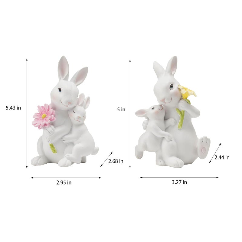 Braxio Easter Bunny Family Figurine Decoration - Bunny Collectible Figurines for Easter Decoration/Spring/Wedding Set of 2 - Image 3