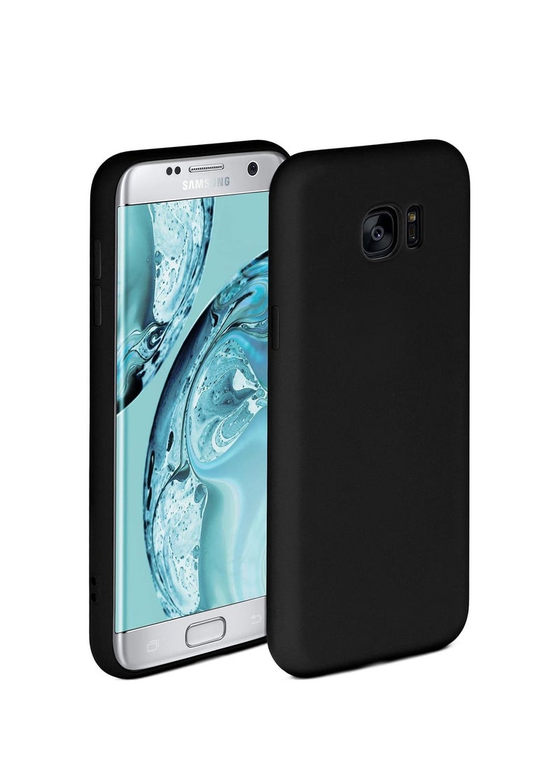 general حافظة نحيفة متوافقة مع سامسونج جالاكسي S7 إيدج، حافظة هاتف محمول، مضادة للصدمات وتصميم بسيط، تصميم حافة رفيعة للغاية، حافظة هاتف محمول غير لامعة، حافظة سيليكون خفيفة الوزن (أسود) - Image 2