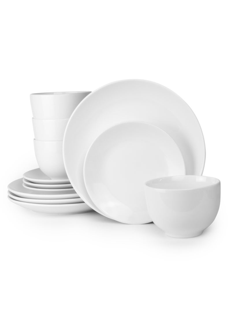 Insiya 12-piece Dinnerware Set, Dinner Set, Kitchen Dinnerware Porcelain Ceramic Crockery Set, Dinner Service Set for 4, 26.7 cm Dinner Plate, 20.3 cm Side Plate, 15.2 cm Bowls - White - pzsku/Z3B5AA3138BEC23D3DCC7Z/45/_/1728050967/07d0111d-22c2-4c98-8ce1-f35e4f9ebf9d