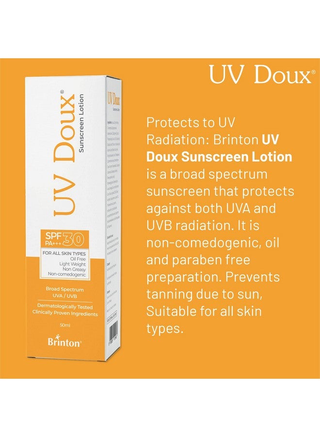 Brinton Brinton UvDoux Sunscreen Lotion with SPF 30 in Oil Free Formula| Light Weight & Non Greasy Sunscreen|Protection against UVA/UVB Rays| For All Skin Types- 50 ML x Pack of 2 - Image 3