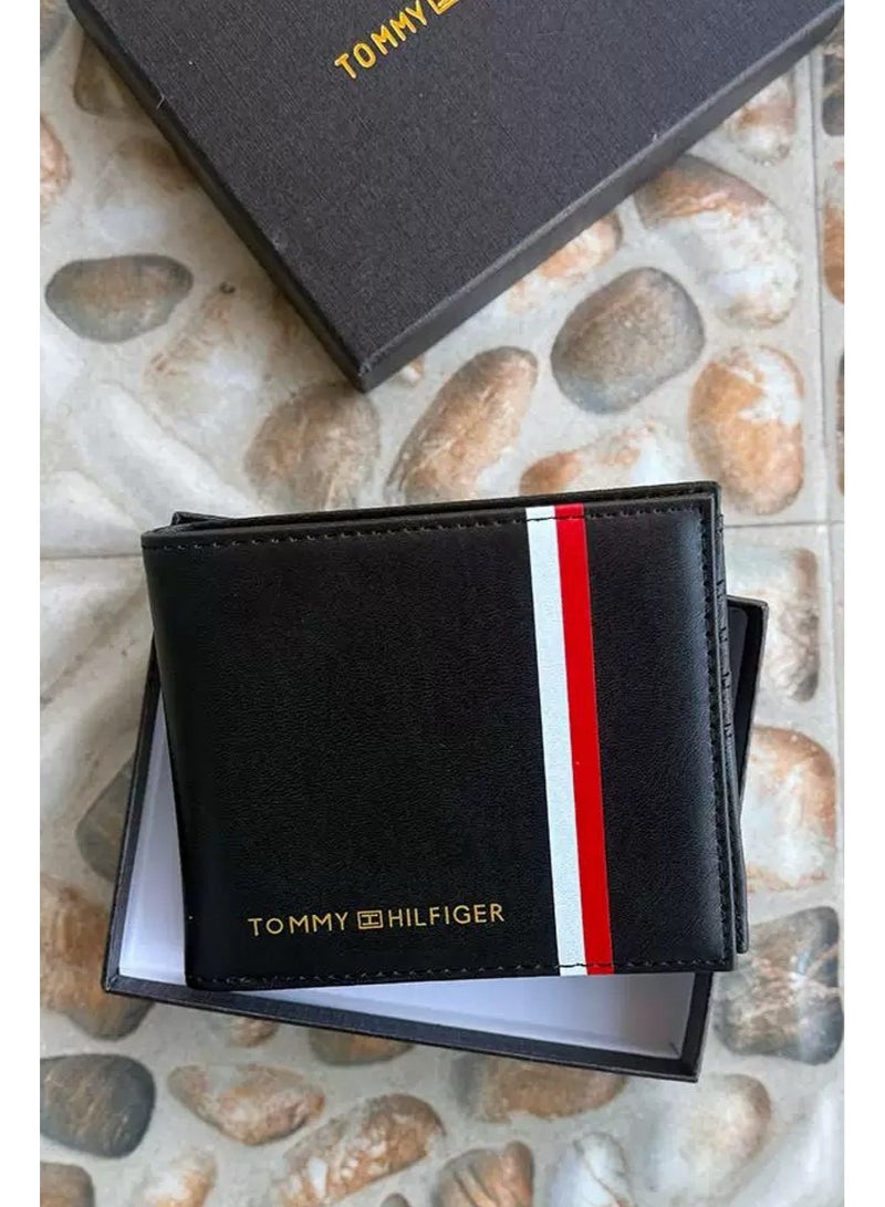 TOMMY SPORT Men's Wallets, Genuine Cow Leather Wallet, Casual Men Purse, Slim Short Wallet, Gift for Father - Image 1