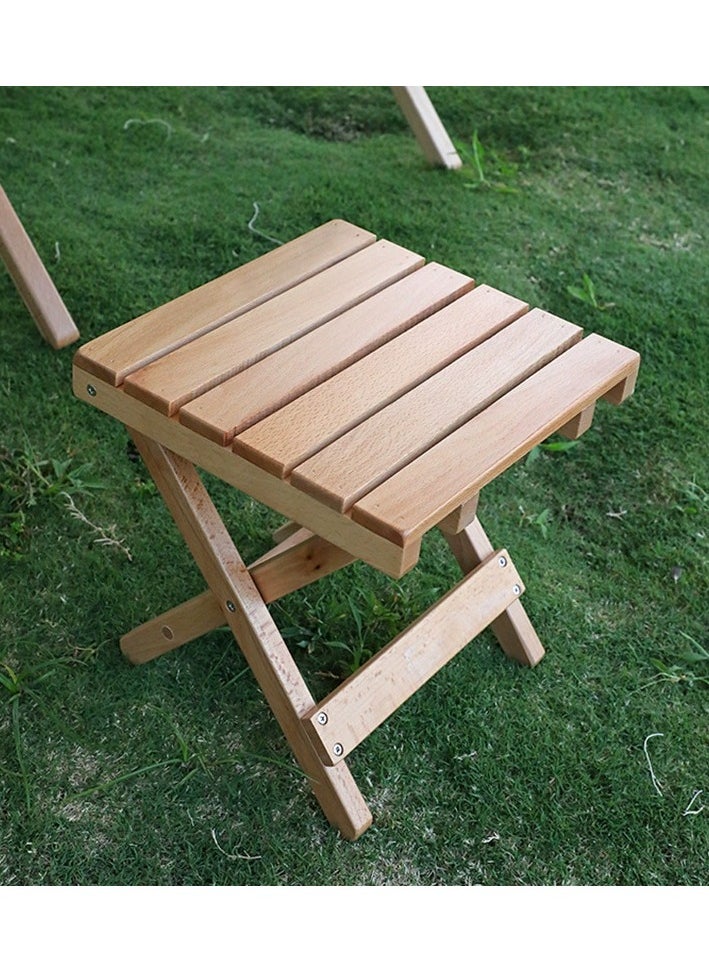 بيوينتي Folding Stool Natural Bamboo Chair Stool for Shaving Foot Rest Shower Picnic Fishing  - Image 1