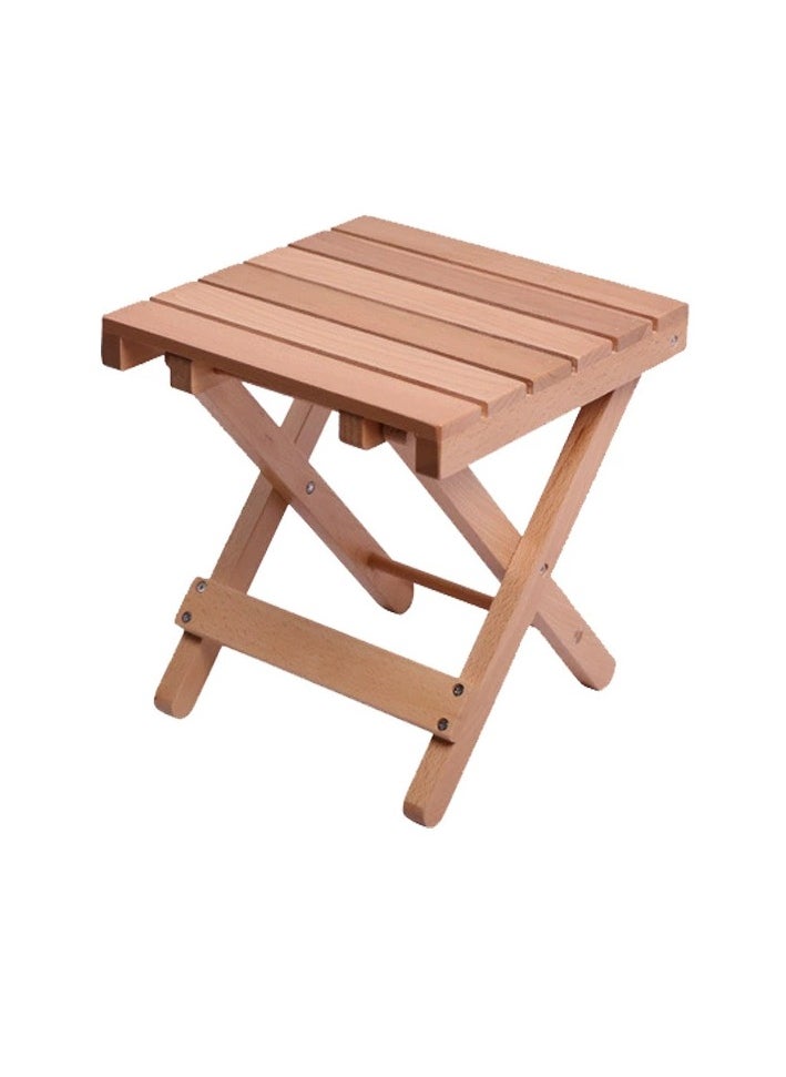 بيوينتي Folding Stool Natural Bamboo Chair Stool for Shaving Foot Rest Shower Picnic Fishing  - Image 2