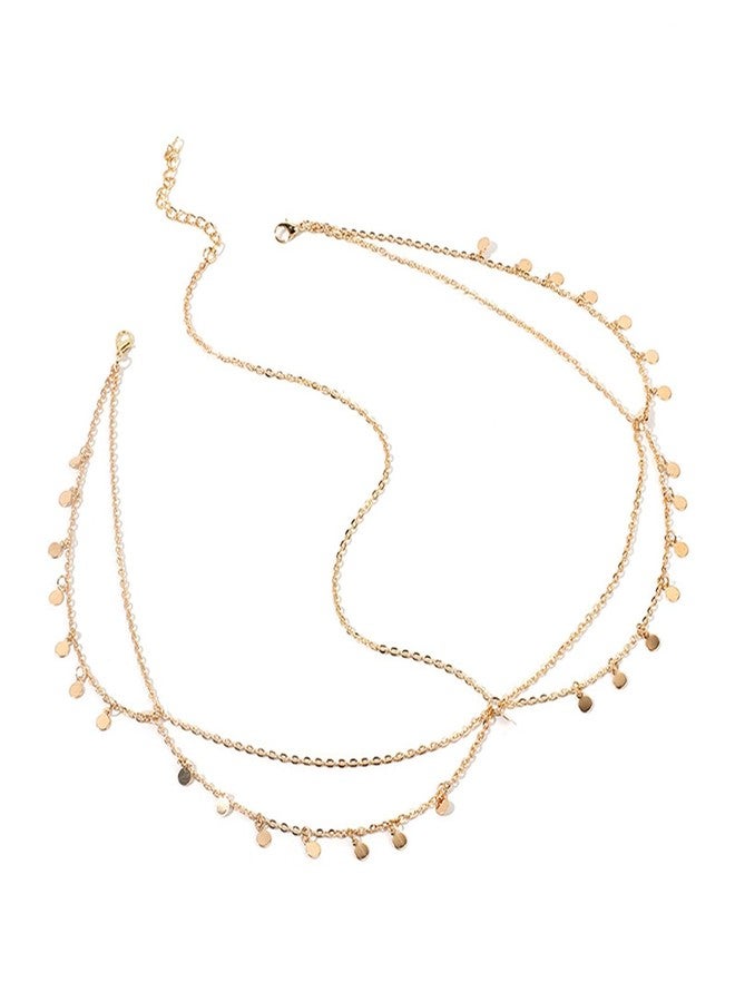 Honbay Metal Gold Sequins Head Chain Headchain Festival Party Halloween Prom Costume Adjustable Alloy Hair Jewelry Fashion Headbands Headpieces - Wedding & Festival Accessories - Image 1