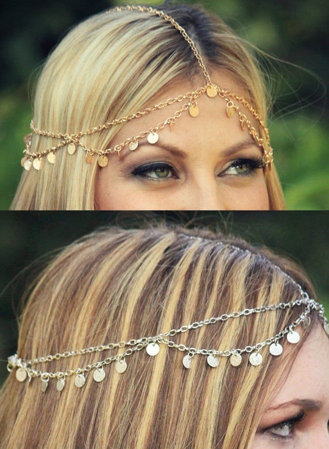 Honbay Metal Gold Sequins Head Chain Headchain Festival Party Halloween Prom Costume Adjustable Alloy Hair Jewelry Fashion Headbands Headpieces - Wedding & Festival Accessories - Image 3