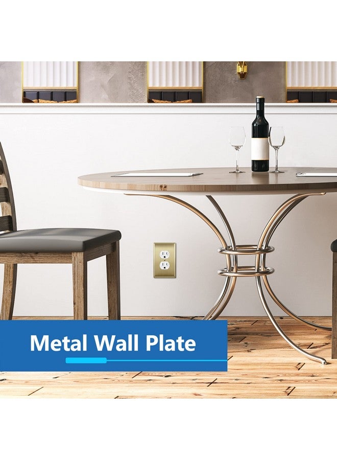 LIDER Duplex Receptacle Metal Wall Plate, Stainless Steel Outlet Cover, Corrosion Resistant, Mid-Size 1-Gang 4.88" x 3.11", 201 Stainless Steel, LMWP-21M-BB, Brushed Brass - Image 1