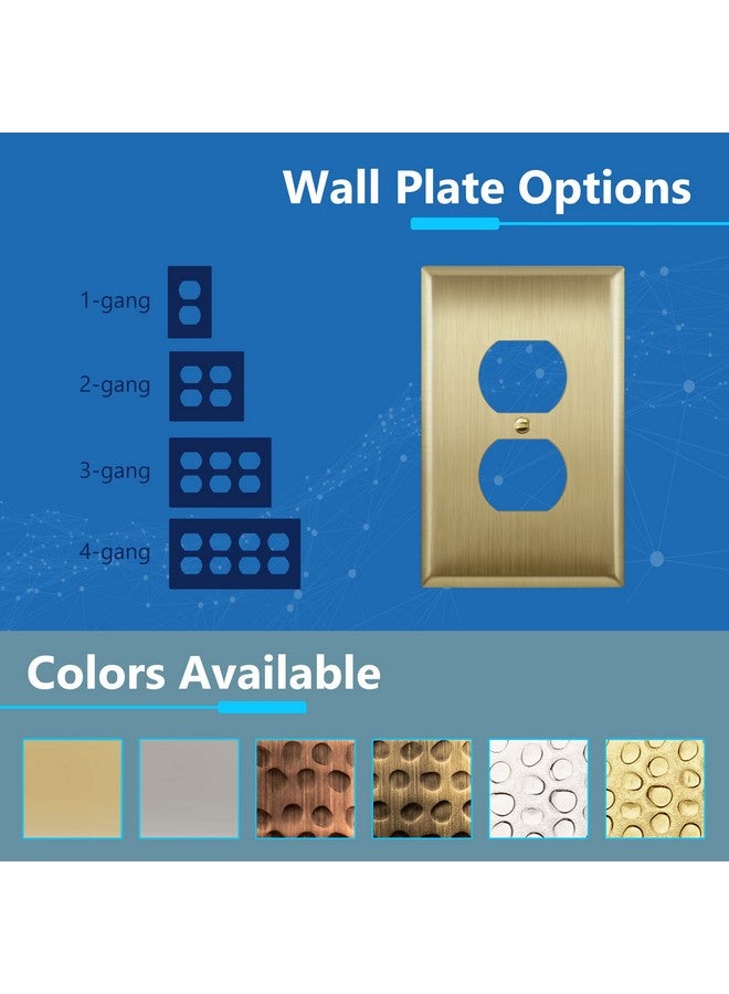 LIDER Duplex Receptacle Metal Wall Plate, Stainless Steel Outlet Cover, Corrosion Resistant, Mid-Size 1-Gang 4.88" x 3.11", 201 Stainless Steel, LMWP-21M-BB, Brushed Brass - Image 3