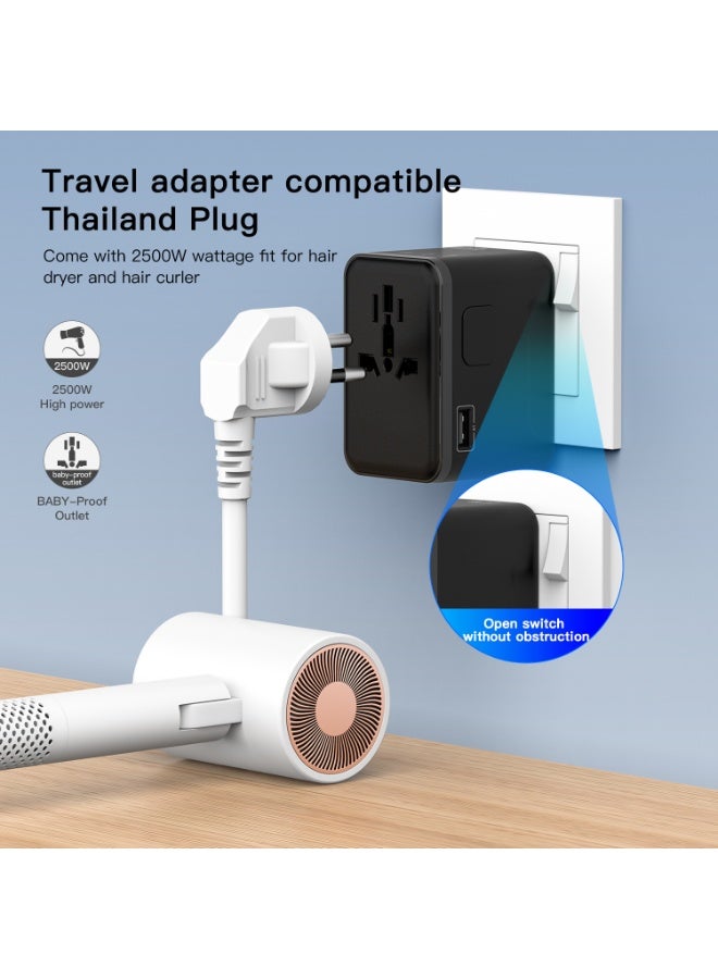 GaN 100W Fast Charging Universal Travel Adapter, 4-in-1 International Power Plug with 3 USB-C & 1 USB-A Port, PD QC3.0 Compatible for EU/UK/US/AU, Overload Protection for Laptop Phone Travel - Image 5