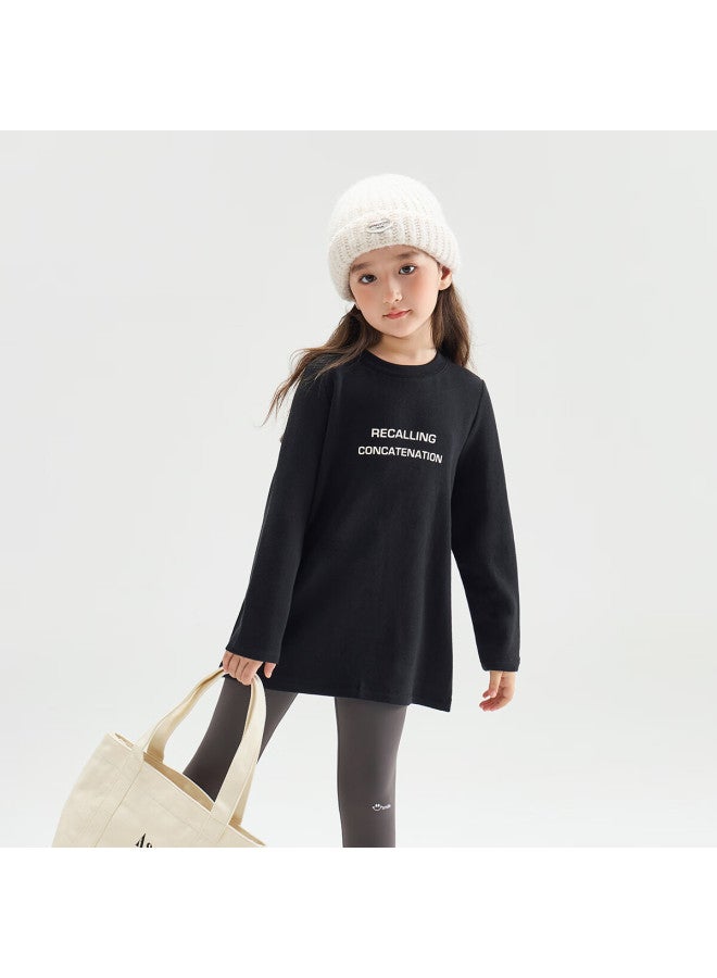 Chenchenma Simple Style Autumn Winter Girls' High Elasticity Letter Parent-child T-shirt Children's Warm Inner Wear - Image 1