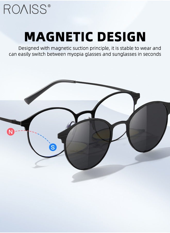 roaiss - 3-in-1 Magnetic Polarized Clip-On Sunglasses Set, Blue Light Blocking Glasses with Magnetic Polarized Lens and Magnetic Night Vision Lens, Versatile Eyewear for Day and Night Use for Men and Women - Image 1