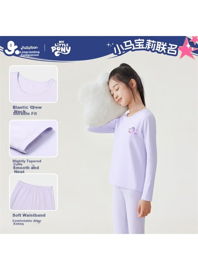 Jiusuiban My Little Pony Collaboration Children's Thermal Underwear Girls A-class Lightweight Red New Year 95% Cotton Pajama Set - Image 4