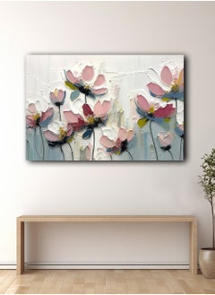 LOWHA Canvas Wall Art Stretched Over Wooden Frame with Colourful Flowers Abstract Painting  - Image 1