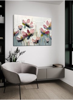LOWHA Canvas Wall Art Stretched Over Wooden Frame with Colourful Flowers Abstract Painting  - Image 3
