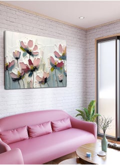 LOWHA Canvas Wall Art Stretched Over Wooden Frame with Colourful Flowers Abstract Painting  - Image 2