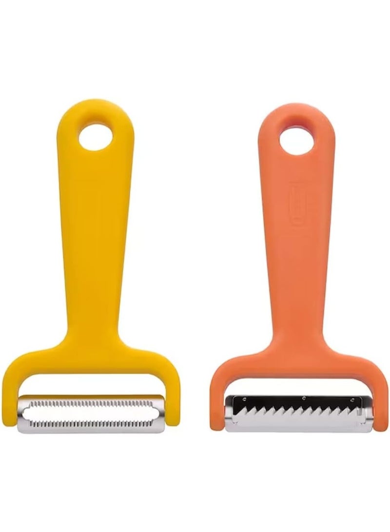 طقم من قطعتين قشارة وقطاعة خضار وفاكهة، الشفرة مصنوعة من الستانلس ستيل والمقبض مصنوع من البلاستيك - Image 1