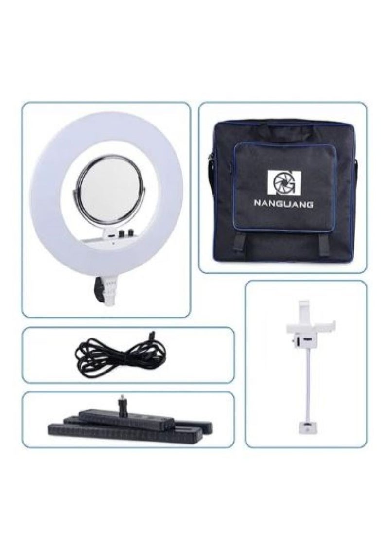 NANGUANG NANGUANG V480C (R480C) 18" Bi-Color LED Ring Light – With Mirror & Smartphone Bracket, Dimmable 3200K-5600K-Pink  - Image 5