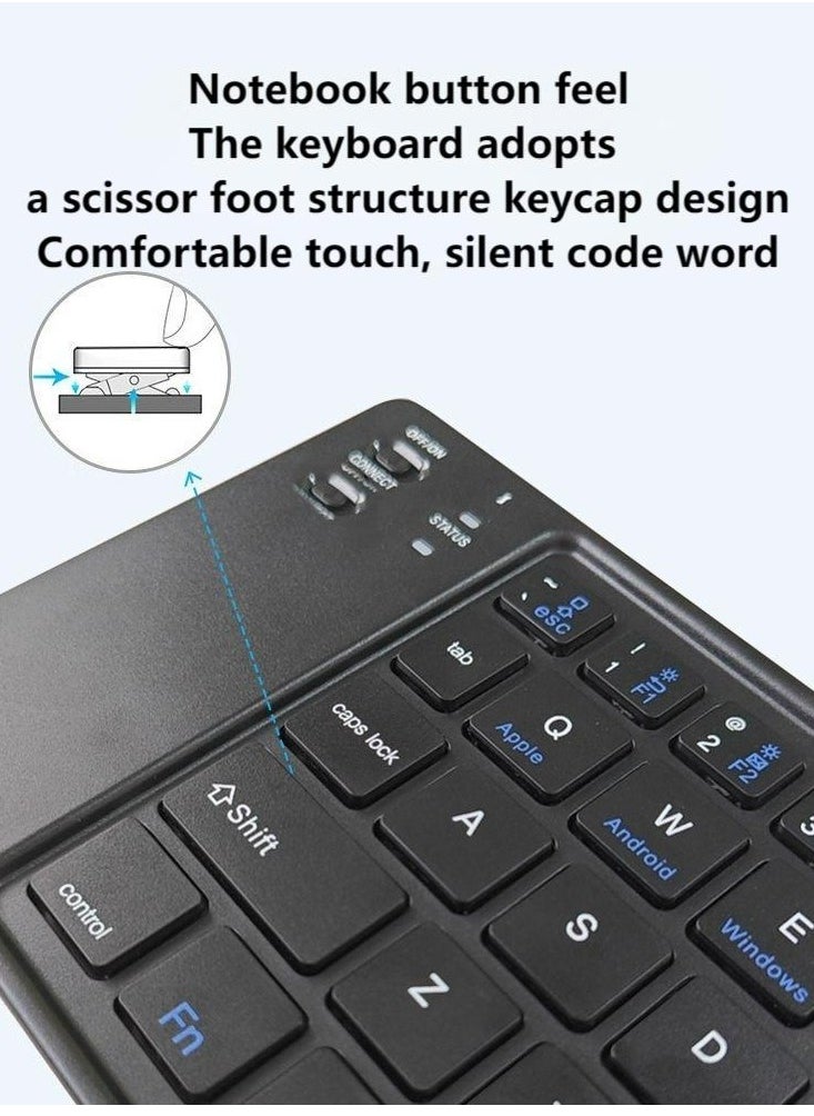 Generic - Foldable Bluetooth Keyboard Folding Wireless Portable Keyboard with Numeric Keypad USB-C Rechargeable for iOS Android Windows System Laptop Tablet Smartphone Device - Image 1