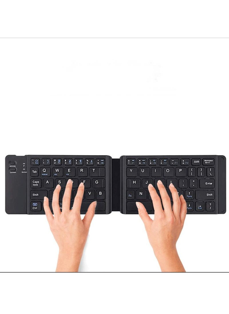 Generic - Foldable Bluetooth Keyboard Folding Wireless Portable Keyboard with Numeric Keypad USB-C Rechargeable for iOS Android Windows System Laptop Tablet Smartphone Device - Image 1