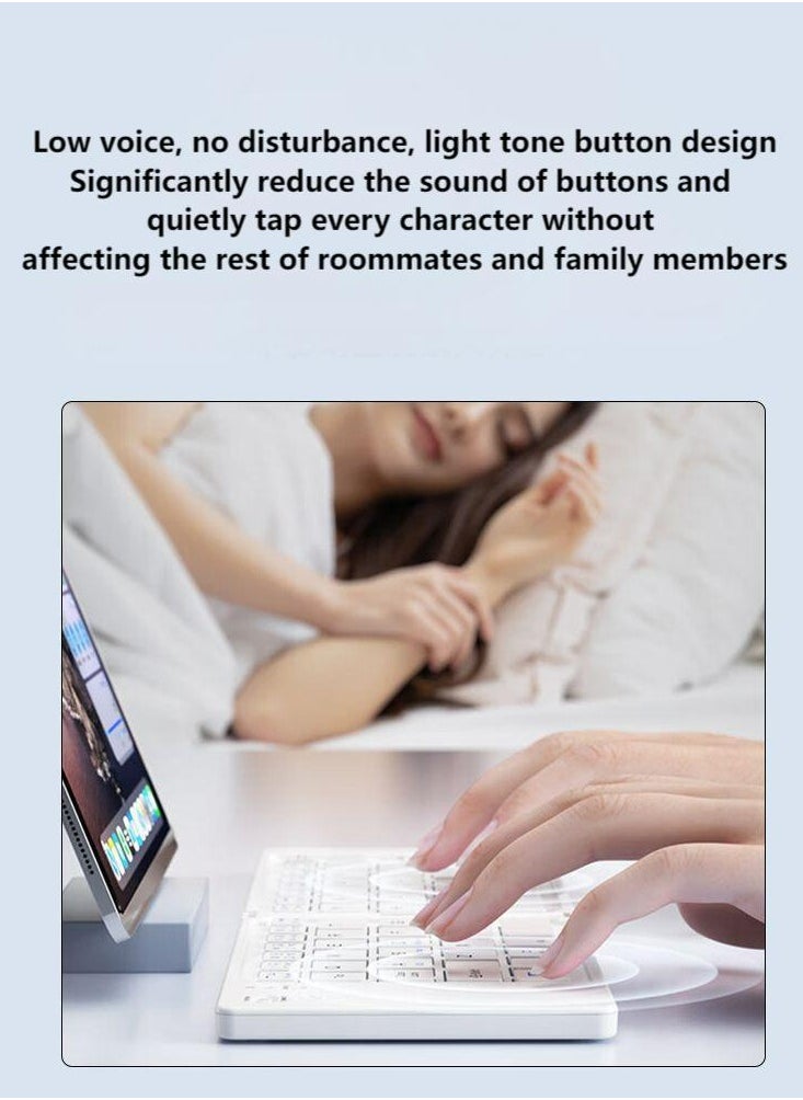 Generic - Foldable Bluetooth Keyboard Folding Wireless Portable Keyboard with Numeric Keypad USB-C Rechargeable for iOS Android Windows System Laptop Tablet Smartphone Device - Image 1