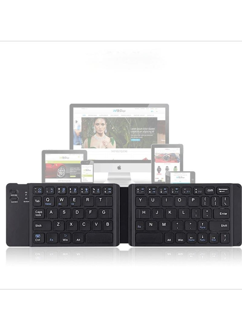 Generic - Foldable Bluetooth Keyboard Folding Wireless Portable Keyboard with Numeric Keypad USB-C Rechargeable for iOS Android Windows System Laptop Tablet Smartphone Device - Image 1
