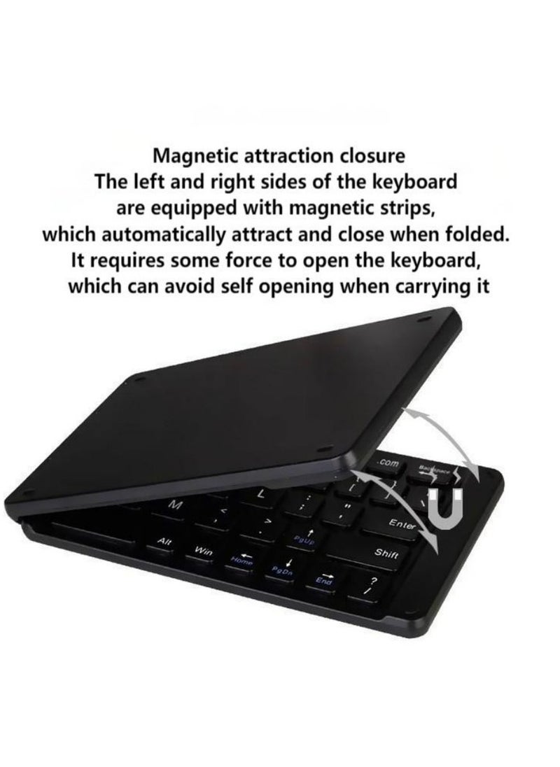 Generic - Foldable Bluetooth Keyboard Folding Wireless Portable Keyboard with Numeric Keypad USB-C Rechargeable for iOS Android Windows System Laptop Tablet Smartphone Device - Image 1