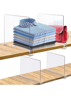 LENND 4 PCS Shelf Dividers for Closet Organization Acrylic Clear Closet Shelf Divider for Wooden Shelving Suitable for Wooden or Vertical Shelves Or Bedroom, Kitchen and Office  - Image 1