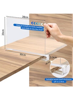 LENND 4 PCS Shelf Dividers for Closet Organization Acrylic Clear Closet Shelf Divider for Wooden Shelving Suitable for Wooden or Vertical Shelves Or Bedroom, Kitchen and Office  - Image 3