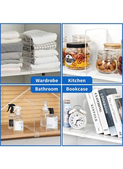 LENND 4 PCS Shelf Dividers for Closet Organization Acrylic Clear Closet Shelf Divider for Wooden Shelving Suitable for Wooden or Vertical Shelves Or Bedroom, Kitchen and Office  - Image 5