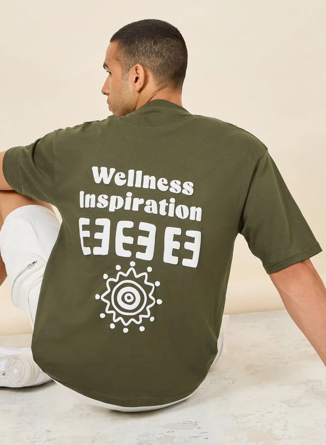 ستايلي Oversized Front and Back Wellness Print Jersey T-shirt