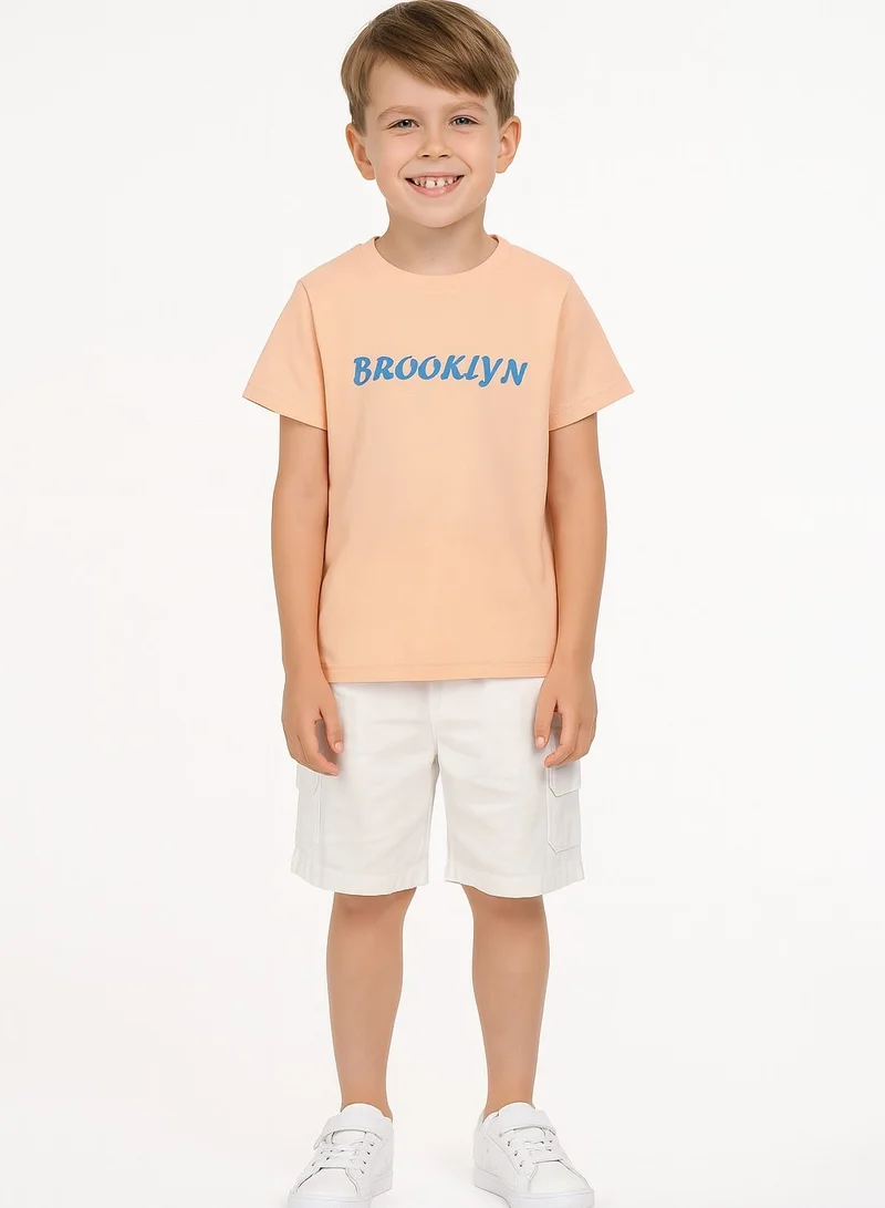 فكتور اند جين Junior Boys ‘BROOKLYN’ Graphic T-Shirt – Peach