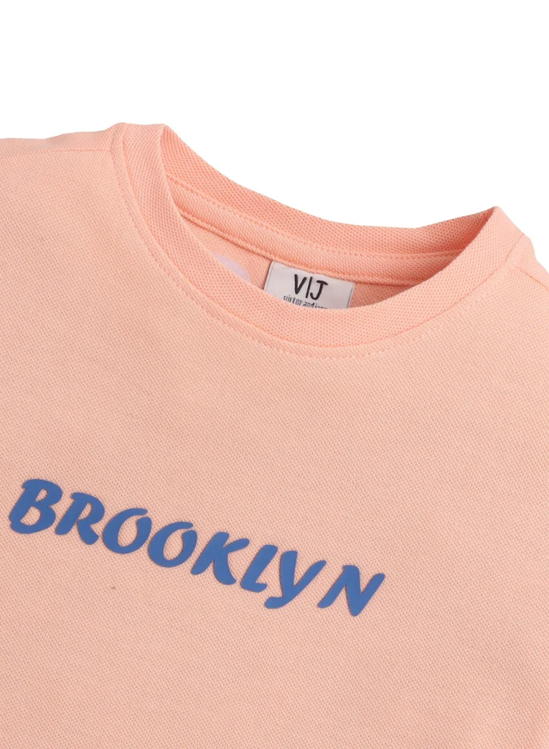 فكتور اند جين Junior Boys ‘BROOKLYN’ Graphic T-Shirt – Peach