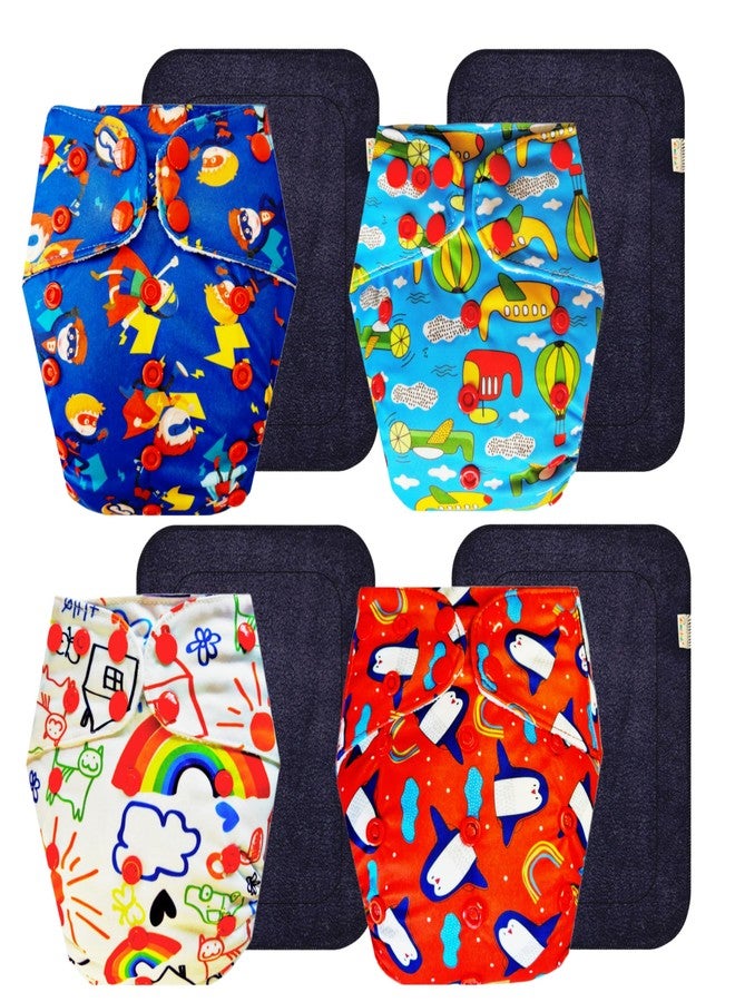 Dumbledo Premium Cloth Diaper with Black Insert (Pack of 4) | Snug Fit | 6-Layer Absorbent Pad | Easy to Clean | Trusted by Moms | 3 Months - 3 Years | Unisex Baby - Image 1