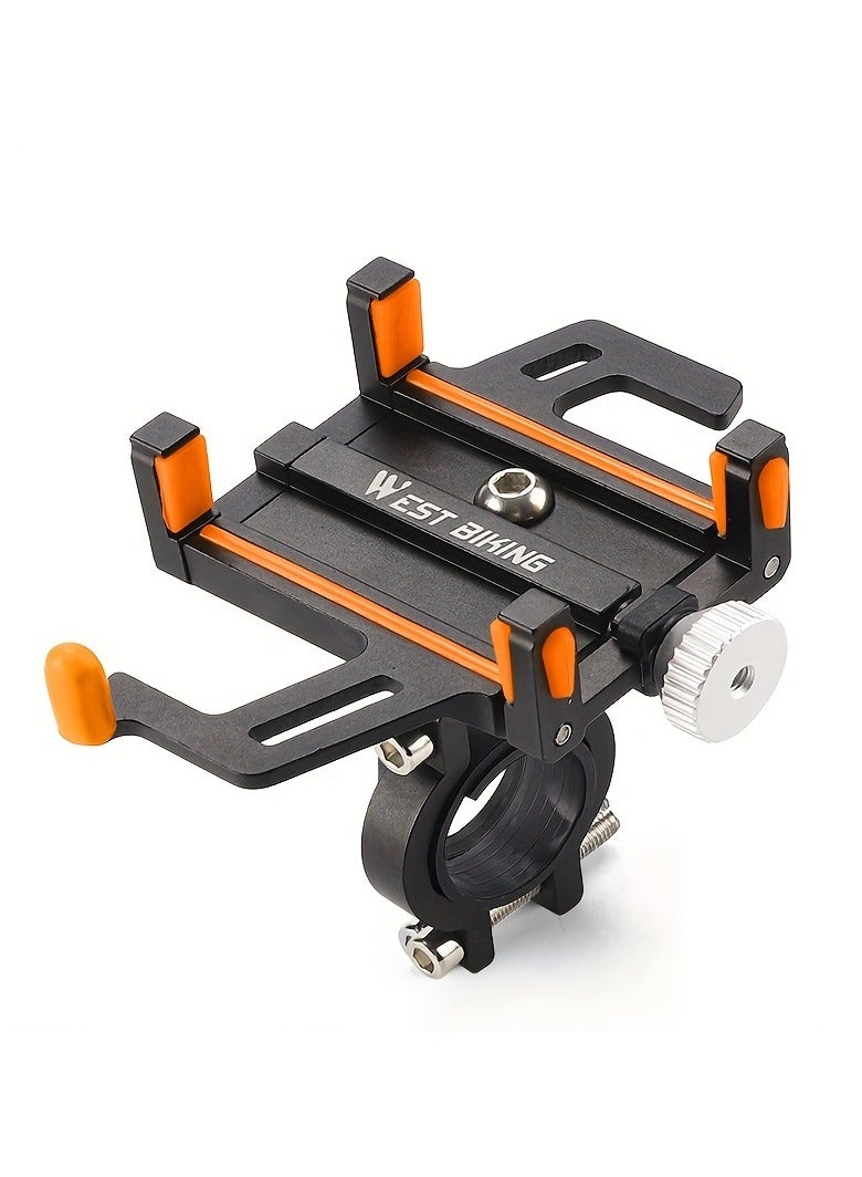 WEST BIKING Bike Phone Holder - 360° Rotatable Aluminum Alloy Mount, Universal Adjustable Cage for Cycling/Motorcycle/E-Bike, Secure Grip for 4-6.5" Phones Wide - Image 1