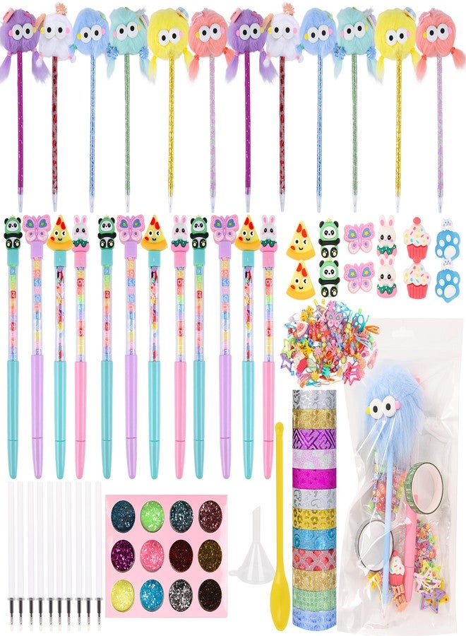 Ulema 65Pcs Cute DIY Pen Making Kit Christmas Gifts, Create 12 Plush and Floating Pens, Creative Arts and Crafts (Style2) - Image 1