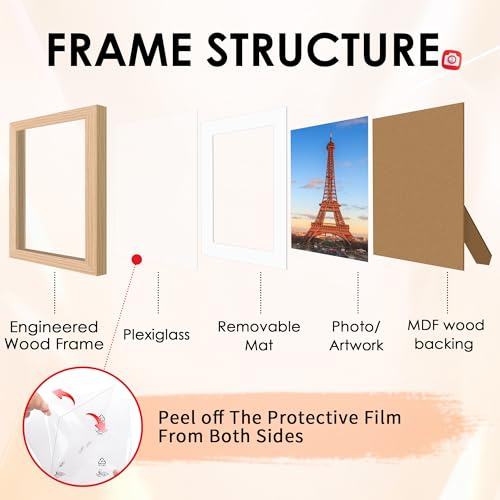 FIXSMITH 10 Pack Natural Picture Frames Collage Wall Decor for Mounting or Tabletop Display, Gallery Wall Frame Set with Two 8x10 Natural Frames, Four 5x7 and Four 4x6 Frames, Multi-Pack Photo Frame Set - Image 4