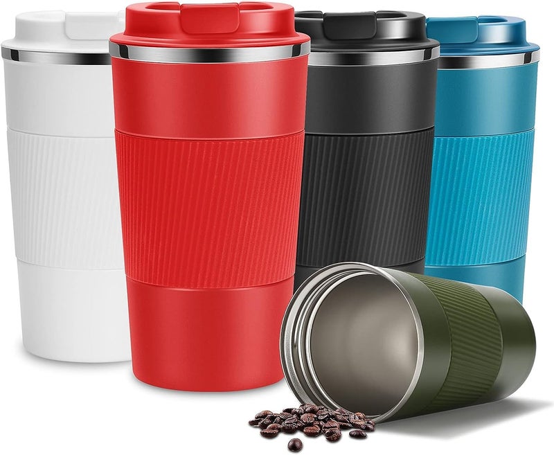 The Venti Travel Mug,Insulated Coffee Cup With Leakproof Lid,Vacuum Insulation Stainless Steel Reusable For Hot Cold Coffee, Water And Tea, Thermal Mug With Non-Slip Protective Cover, 510Ml (Black) - Image 2
