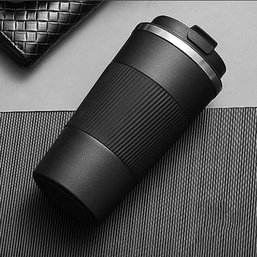 The Venti Travel Mug,Insulated Coffee Cup With Leakproof Lid,Vacuum Insulation Stainless Steel Reusable For Hot Cold Coffee, Water And Tea, Thermal Mug With Non-Slip Protective Cover, 510Ml (Black) - Image 3