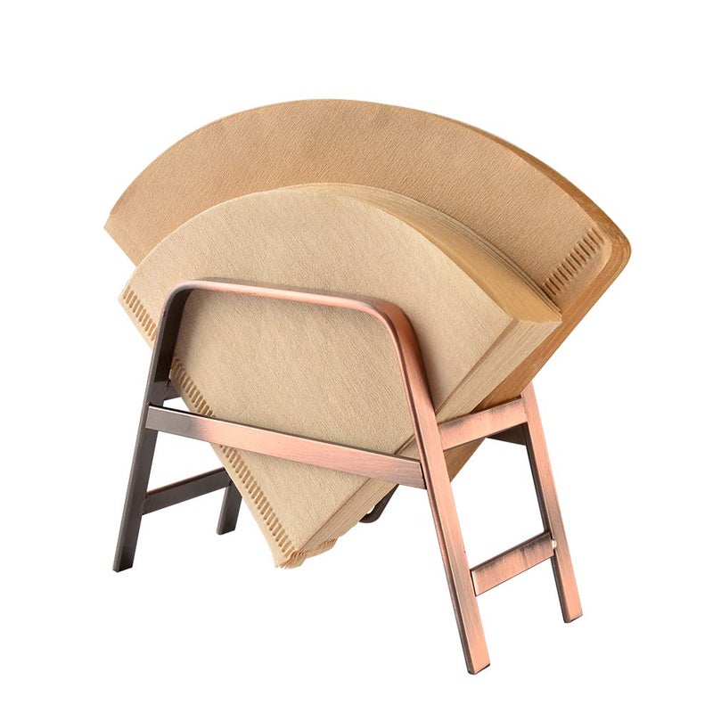 CAFEMASY Retro Copper Coffee Filter Paper Holder Rack Stand for Home Kitchen Cafe Bar Cone Coffee Filters Storage - Image 1