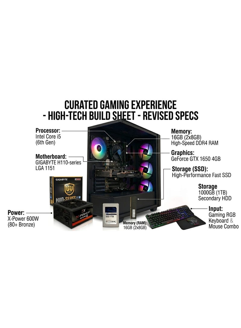 Gaming PC smooth performance Core i5 6th Gen 16GB RAM 1TB SSD RGB gaming design high speed multitasking bundle