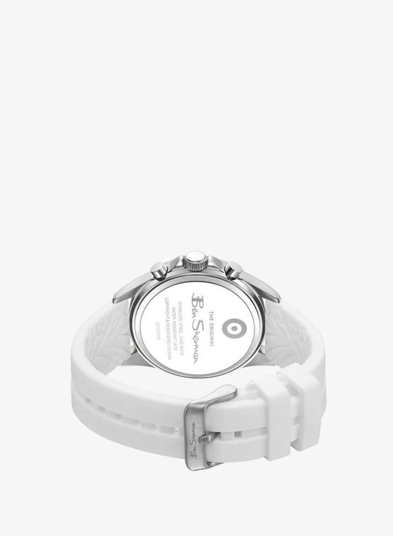 Ben Sherman white Winchester Silver Dial White Silicone Strap Chronograph Watch for Men, 43.2mm for Men | Best Price UAE