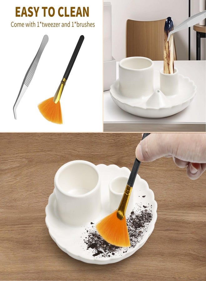 xingruyu 4 in 1 Incense Holder, Palo Santo Holder for Burning Sage, Sticks & Candle, Ceramic Incense Burner， 5.3" Ceramic Ash Catcher Tray for Meditation Room Home Decor - Image 3